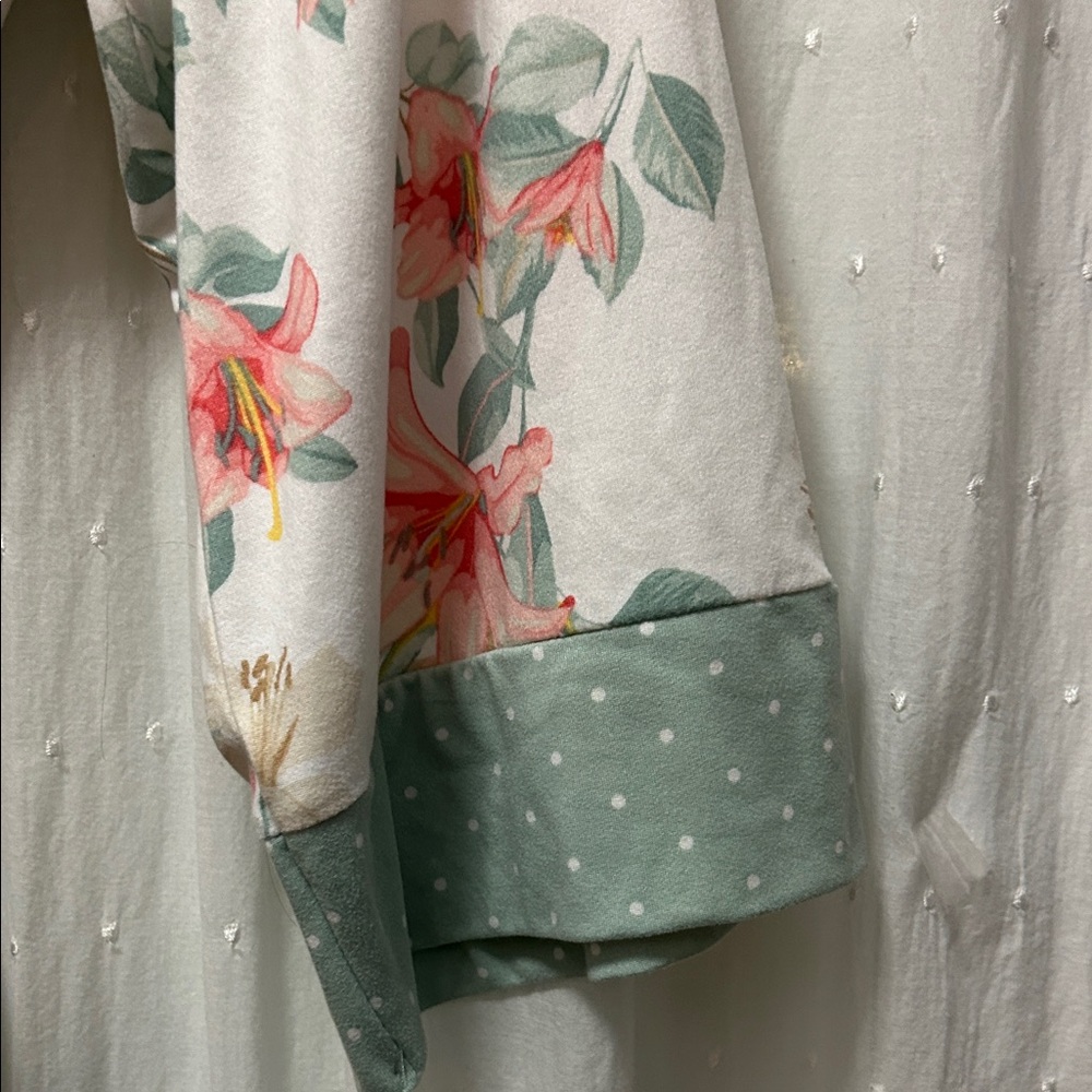 Flora Nikrooz Floral Polka Dot Robe Women’s M Green Feminine Romantic Loungewear - Picture 5 of 15